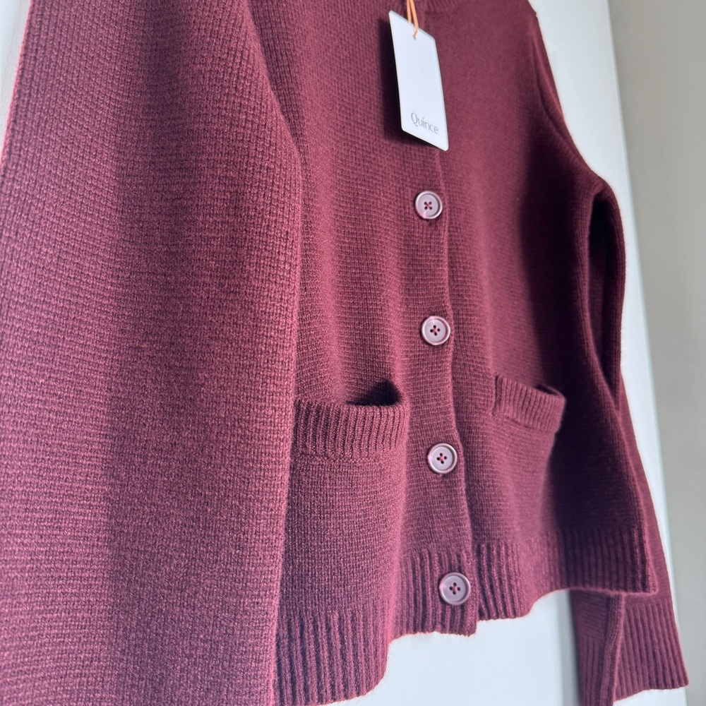 NWT! | QUINCE Mongolian Cashmere Structured Cardigan Sweater | Rich Burgundy | S - Picture 5 of 14